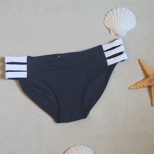 Seafolly Block Party Multi Strap Bikini Bottom, Indigo Blue SZ 10 NWT